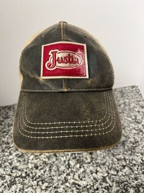 Justin Boots Brown and Red Trucker Cap